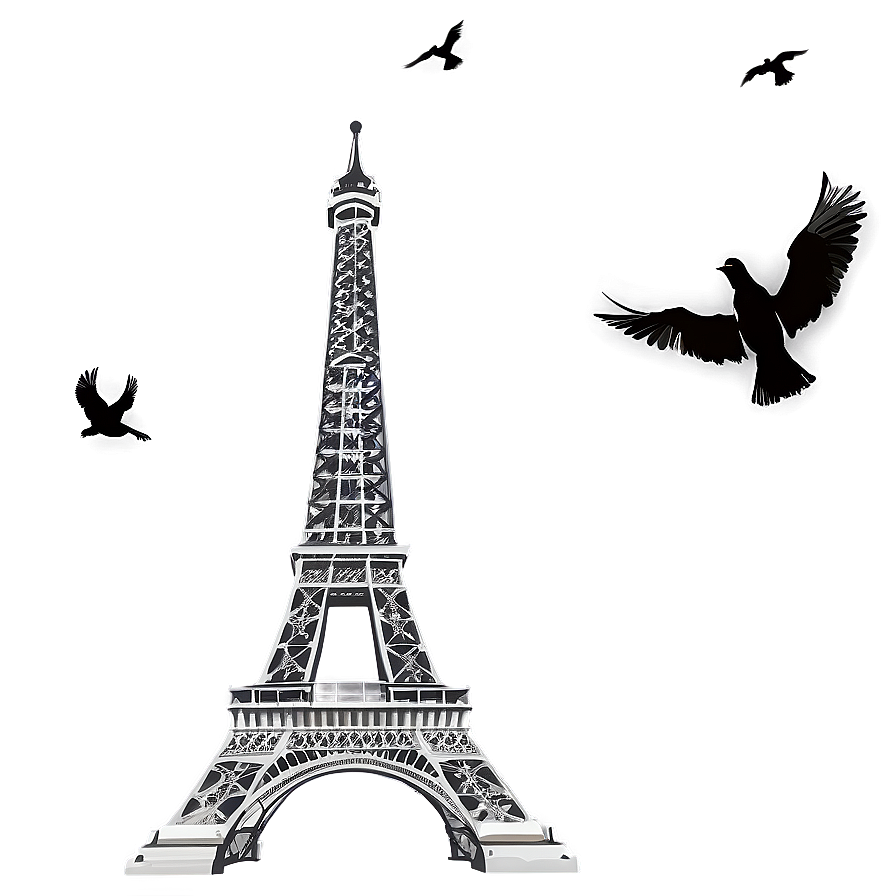 Download Eiffel Tower With Birds Png Dpd | Wallpapers.com