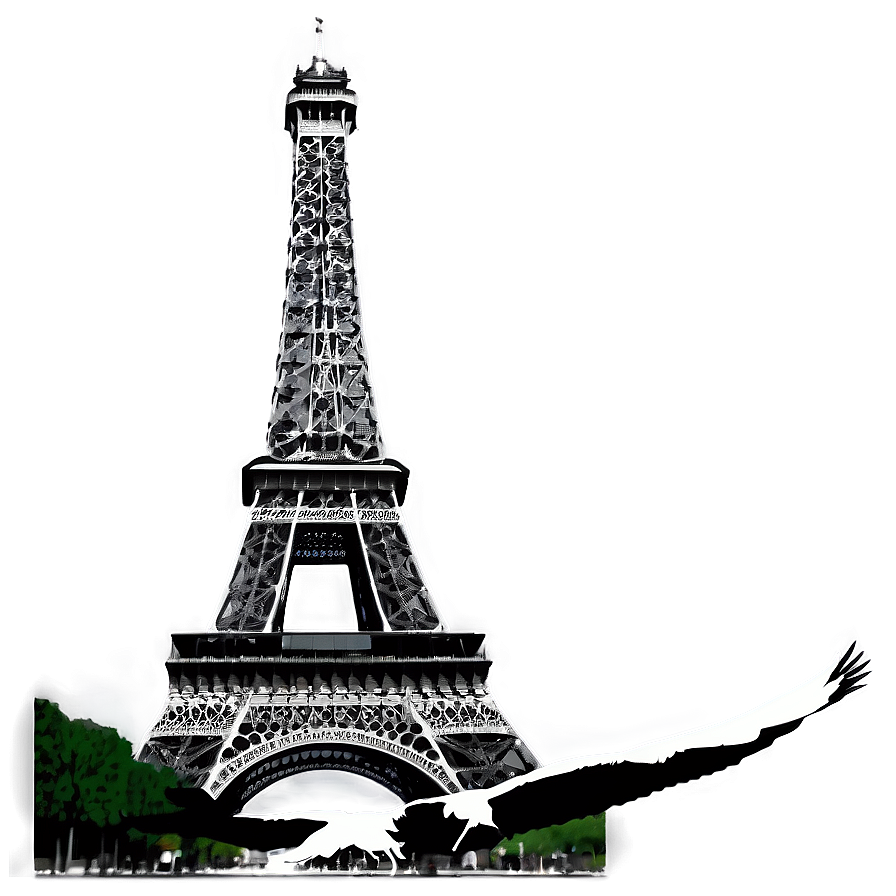 Eiffel Tower With Birds Png Kwm20 PNG