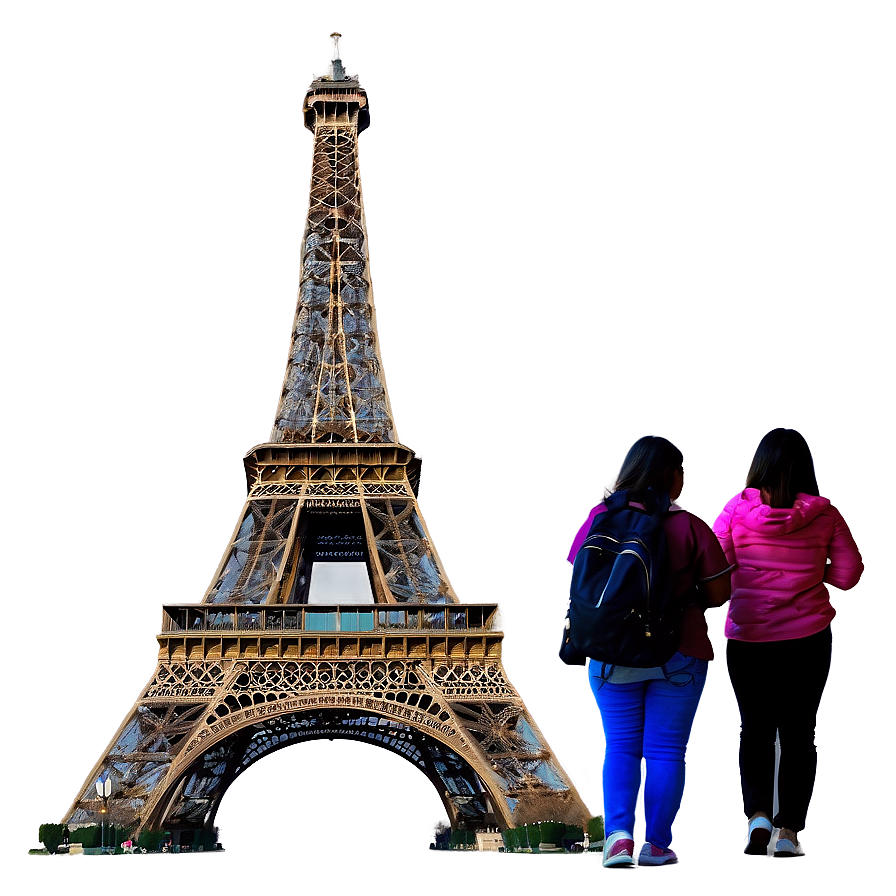 Eiffel Tower With Tourists Png Pnx88 PNG