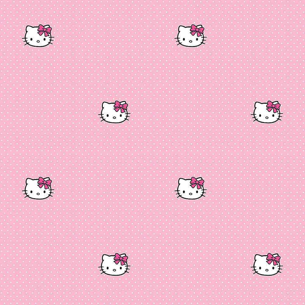 Otte Søde Lyserøde Hello Kitty Hoveder Wallpaper