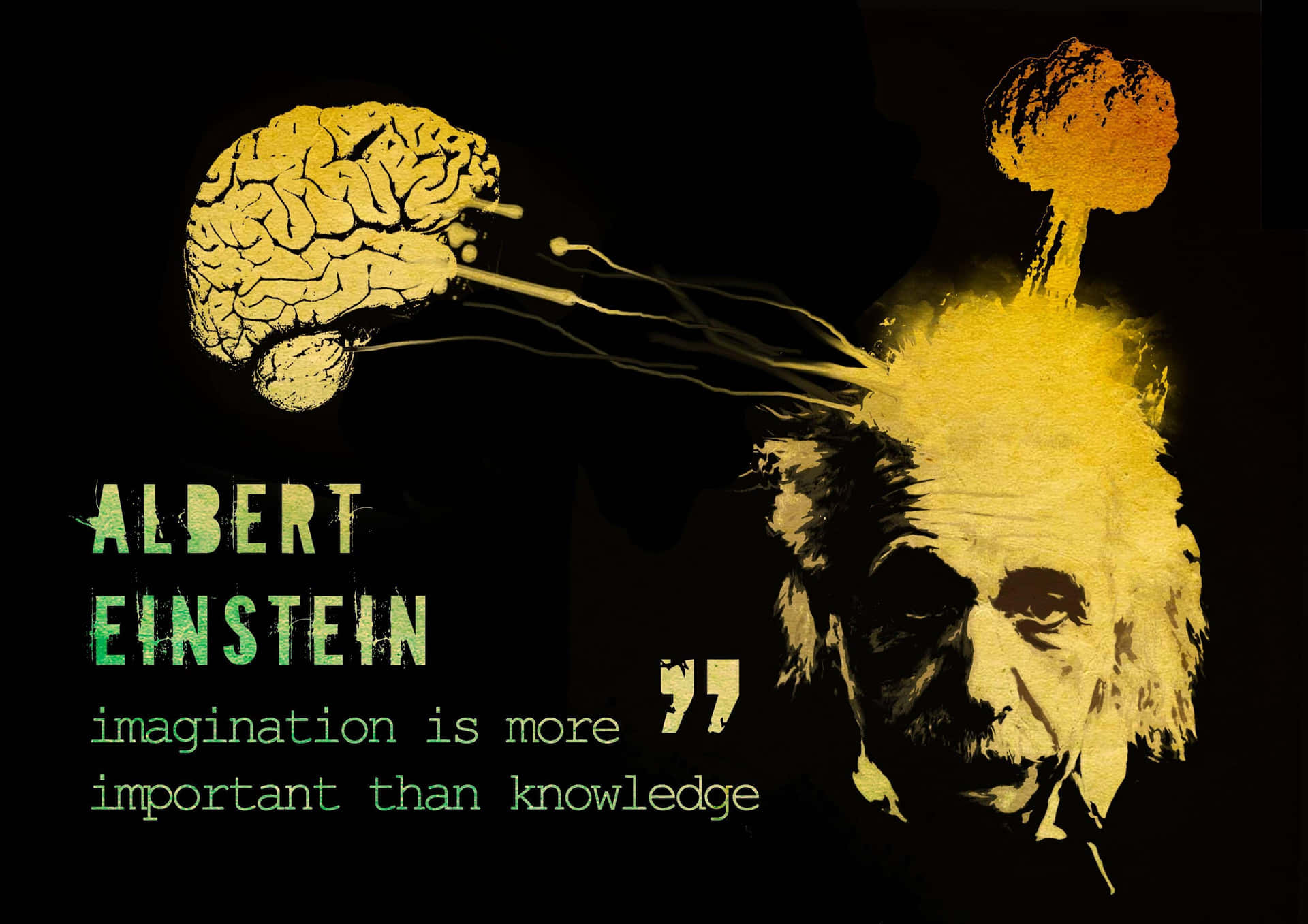 Einstein Imagination More Important Than Knowledge Artwork Wallpaper