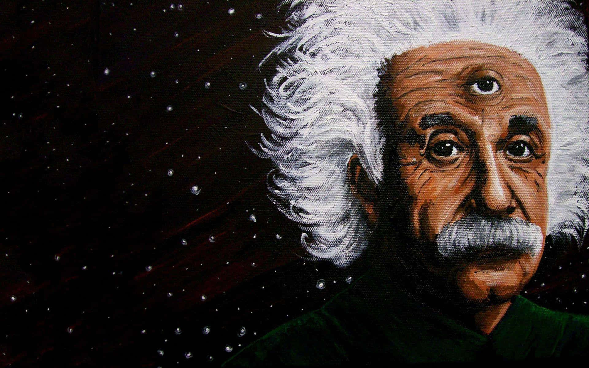 Einstein Portrait Starry Backdrop Wallpaper