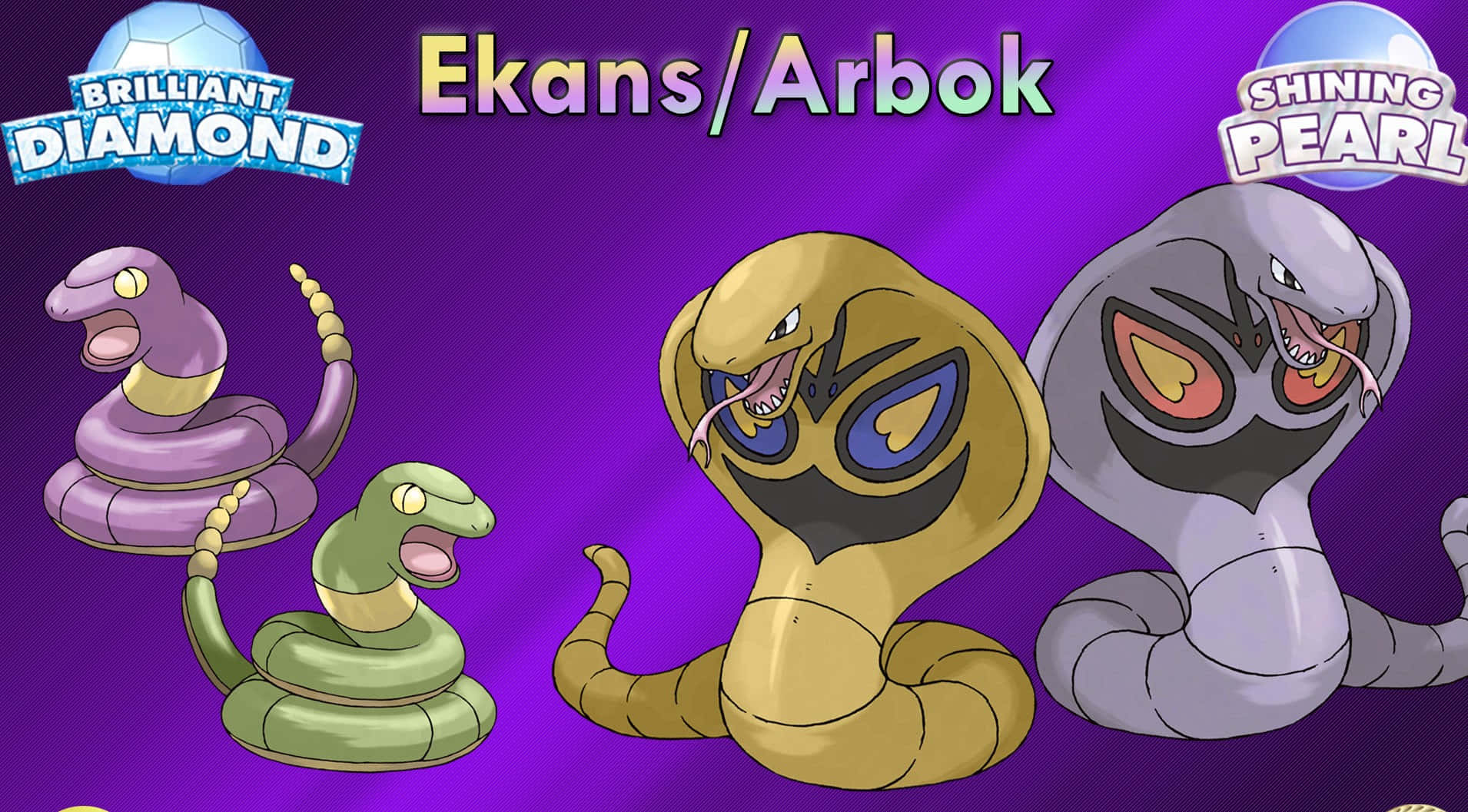 Ekans And Arbok With Shiny Counterparts Wallpaper