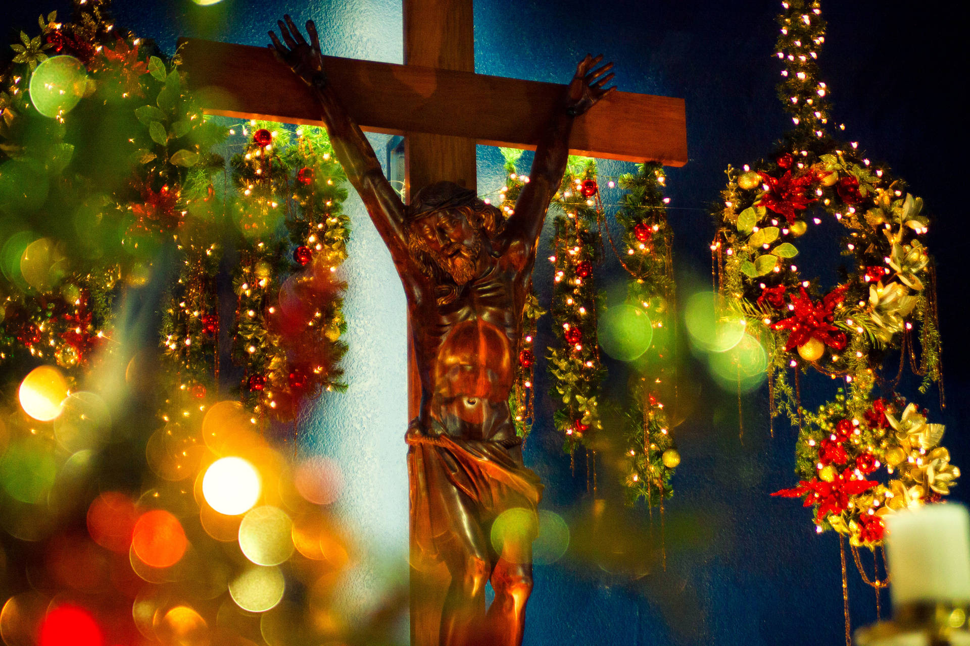 El Salvador Religious Christmas Decoration Wallpaper