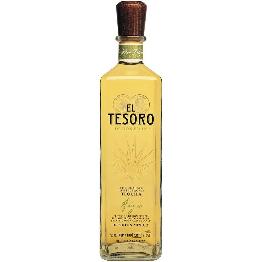 Labottiglia Di Tequila El Tesoro Clear And Gold. Sfondo