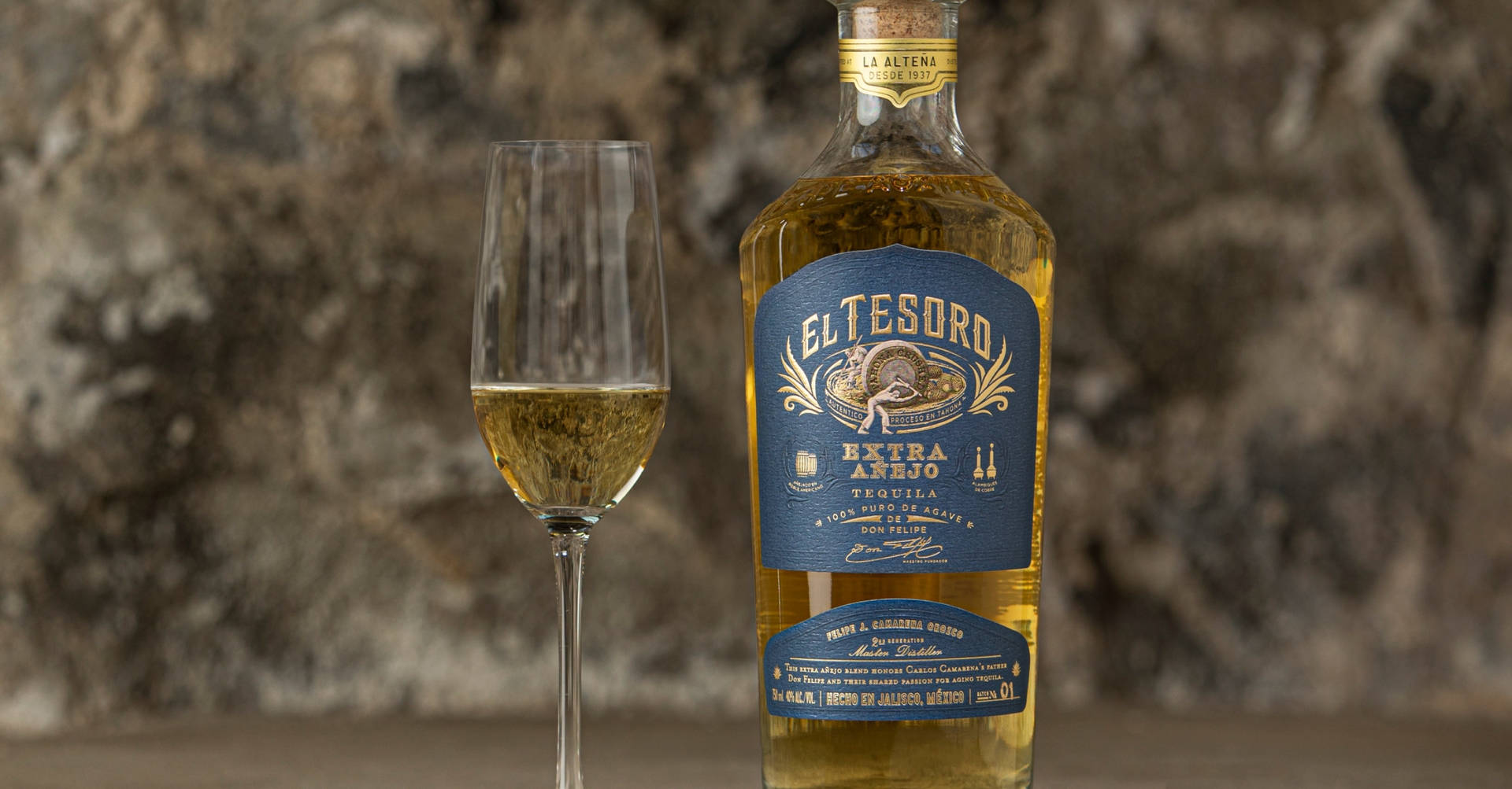 El Tesoro Extra Añejo Tequila And Sparkling Glass Picture