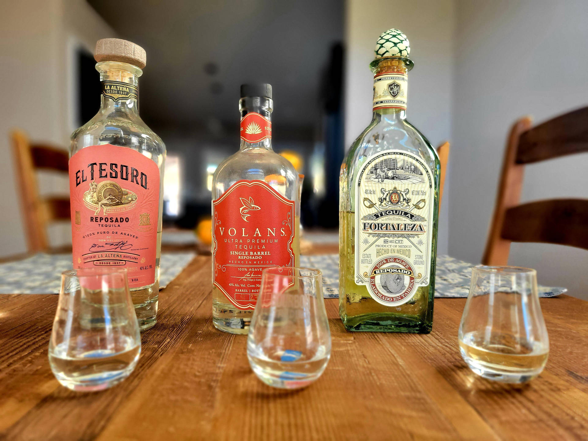 El Tesoro, Volans, And Fortaleza Tequila Wallpaper