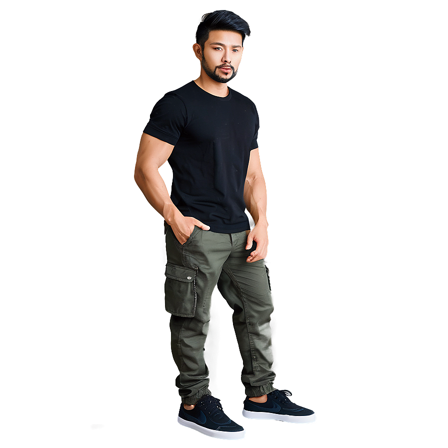 Elastic Waist Cargo Pants Png Nph64 PNG