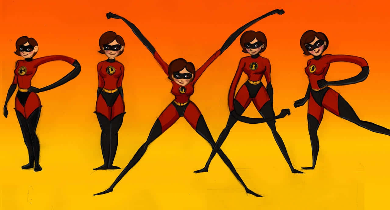 Elastigirl Meerdere Poses Achtergrond