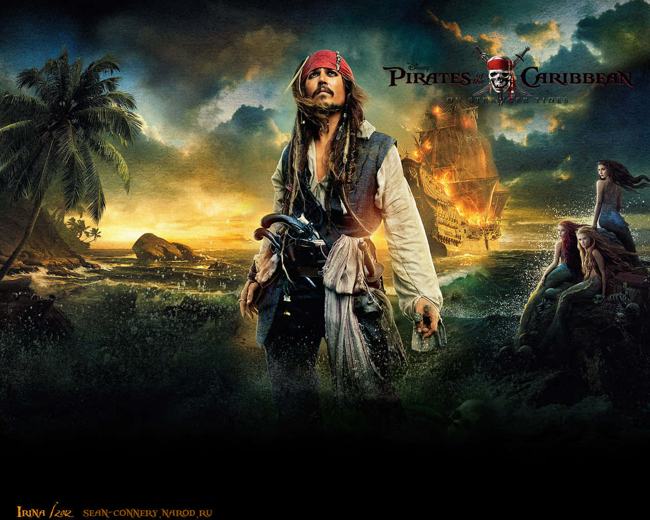 Elcapitán Jack Sparrow Navegando En El Perla Negra En Piratas Del Caribe.