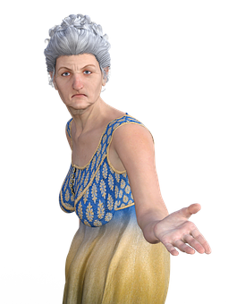 Elderly Anime Style Woman Gesture PNG