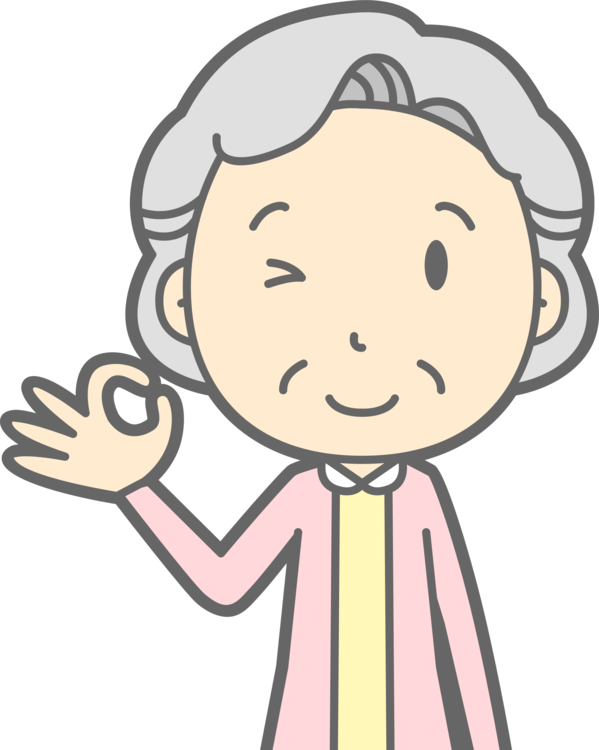 Elderly Cartoon Character Gesture O K PNG