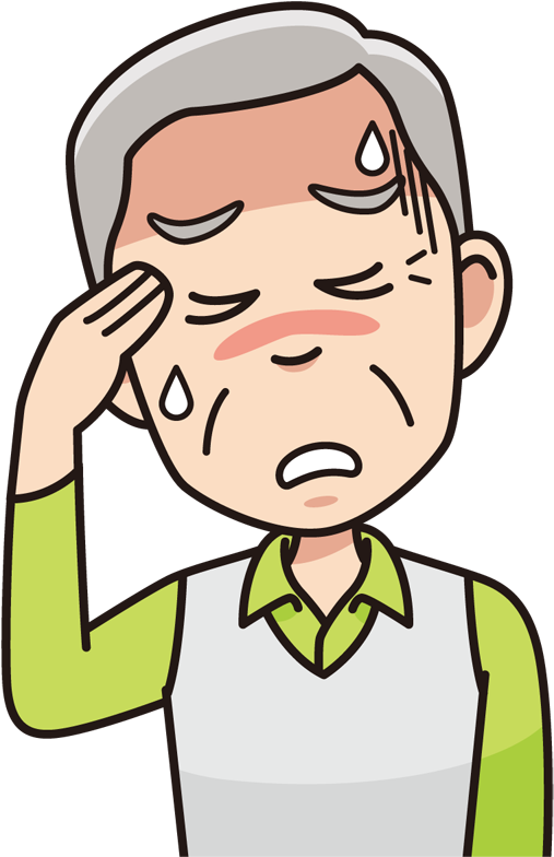 Elderly Cartoon Characterwith Headache PNG