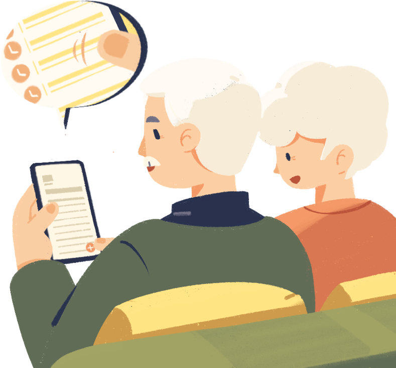 Elderly Couple Using Smartphone PNG