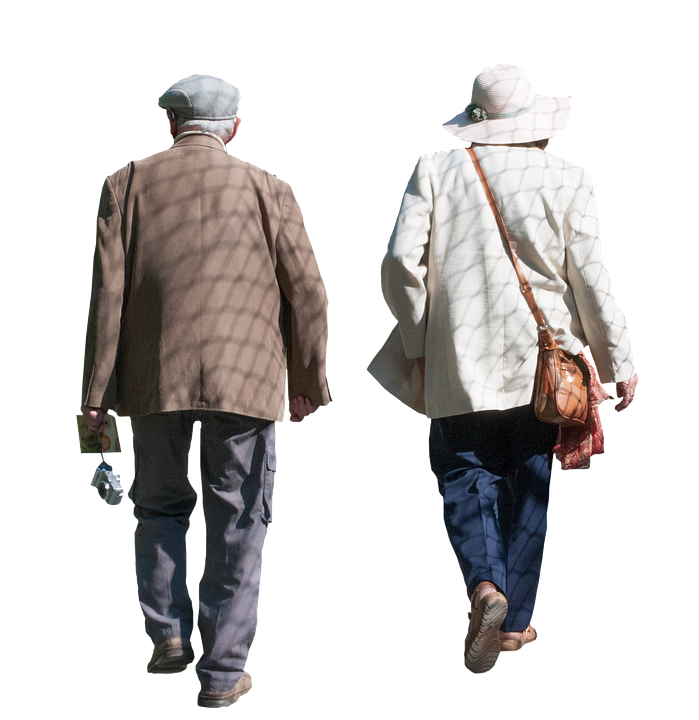 Elderly Couple Walking Together PNG