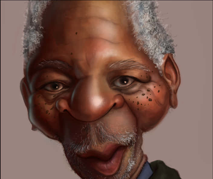 Elderly Man Caricature Artwork PNG