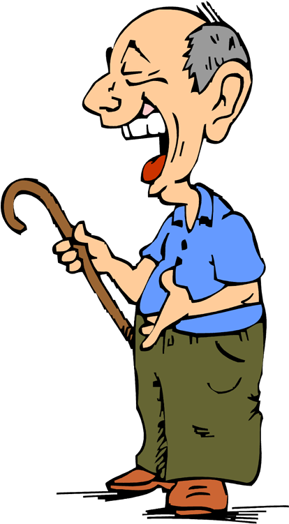 Elderly Man Laughing With Cane PNG