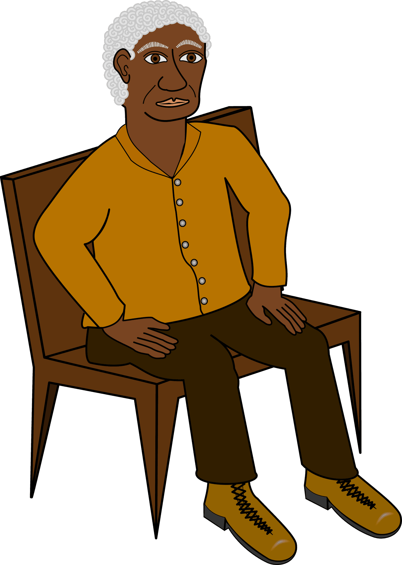 Elderly Man Sittingin Chair Illustration PNG