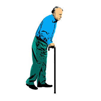 Elderly Man Walking Graphic PNG