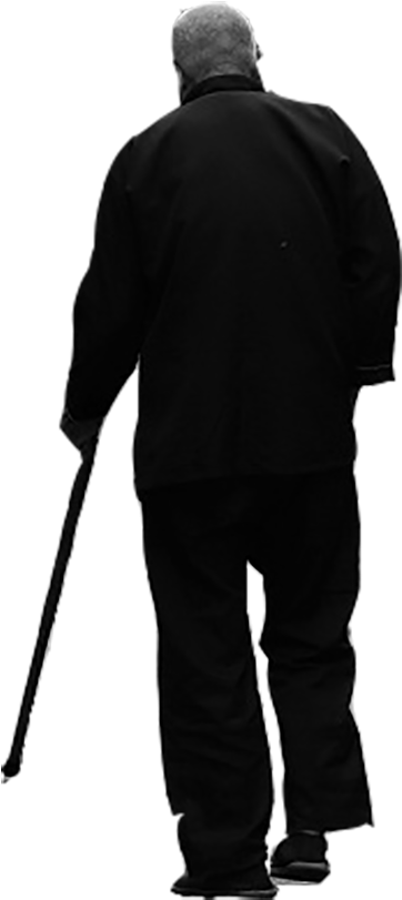 Elderly Man Walkingwith Cane Silhouette PNG
