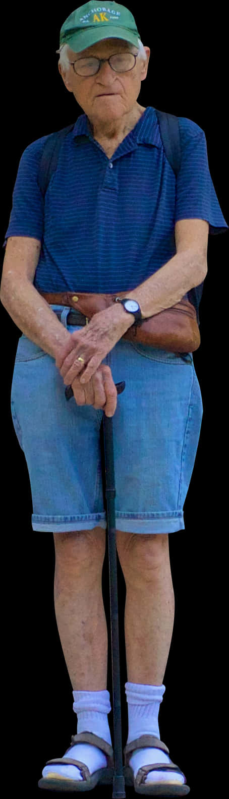 Elderly Man With Cane Standing PNG