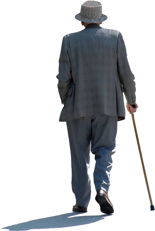 Elderly Manwith Walking Stick PNG