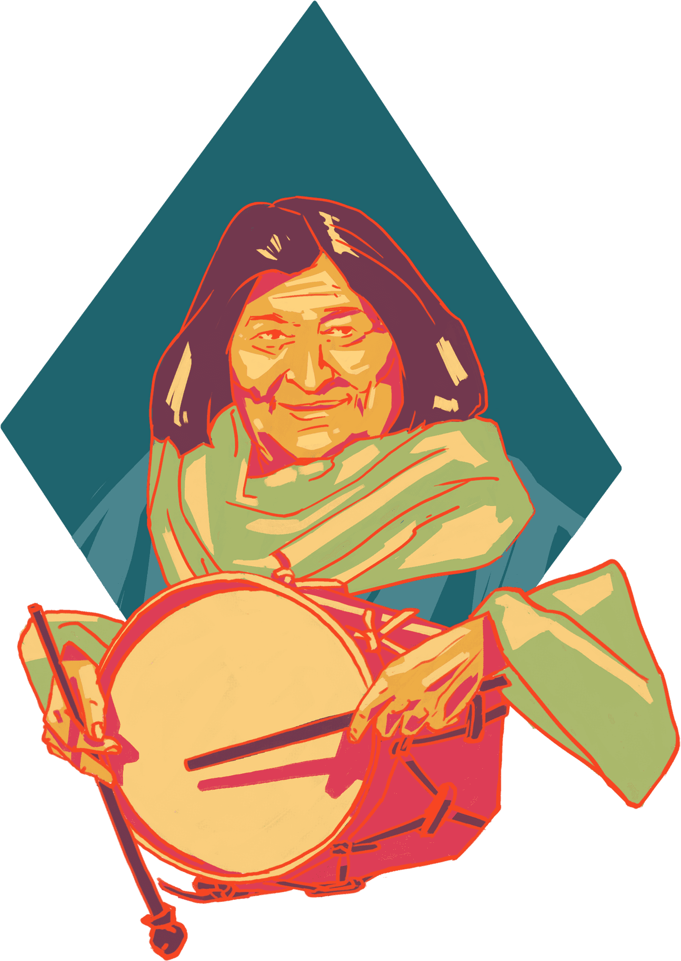 Elderly Musician Colorful Illustration PNG