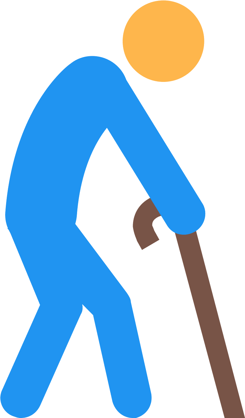 Elderly Person Walkingwith Cane Icon PNG