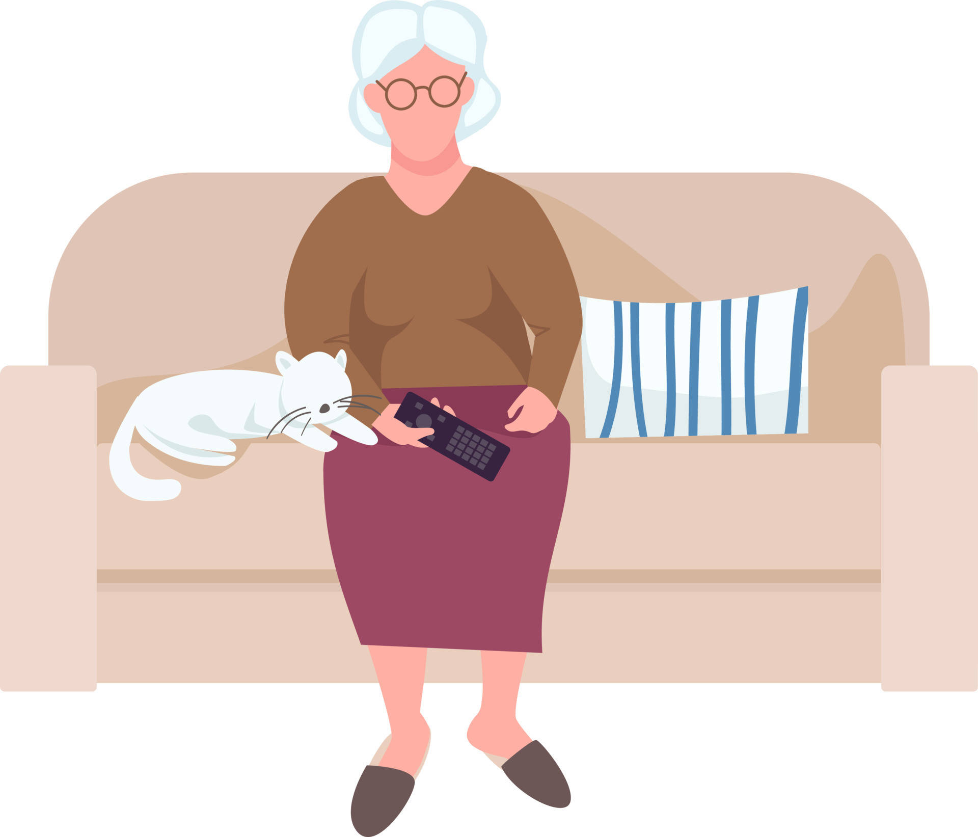 Elderly Woman And Cat Background