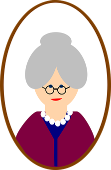 Elderly Woman Cartoon Portrait PNG