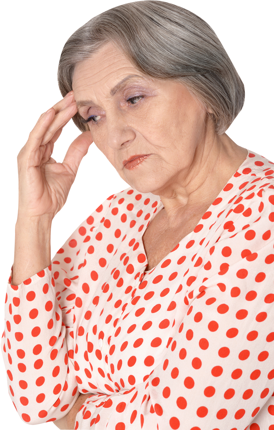 Elderly Woman Experiencing Headache PNG