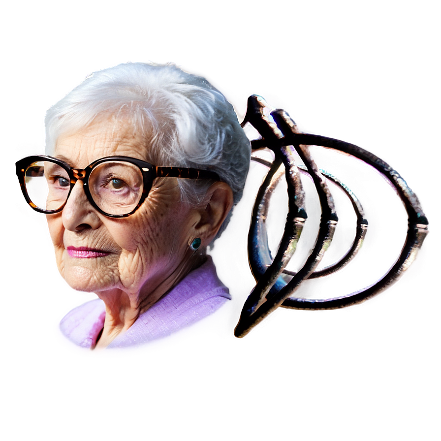 Elderly Woman In Glasses Png 06202024 PNG