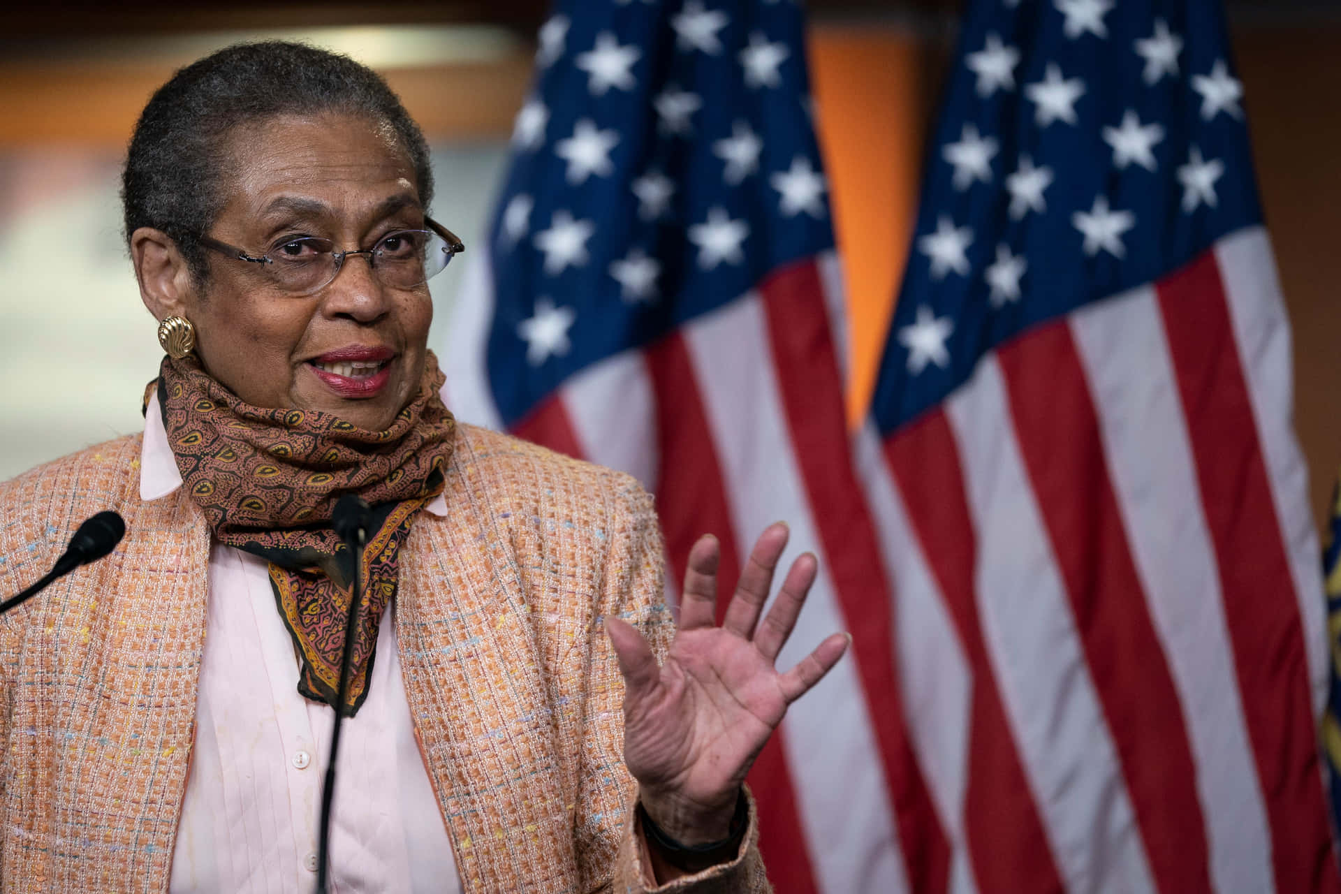 Eleanor Holmes Norton With United States Flag Wallpaper