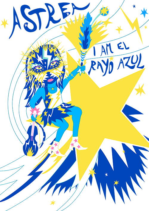 Electric Azul Warrior Illustration PNG