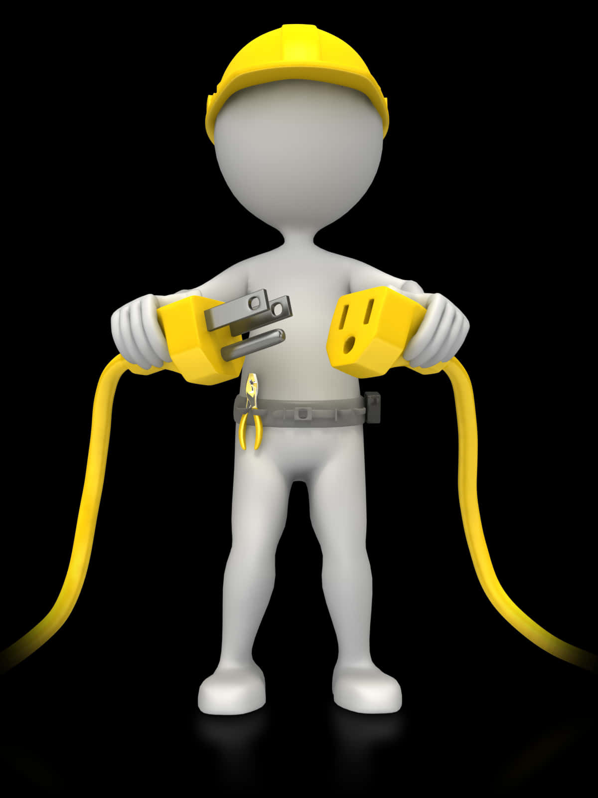 3d Character Holding A Yellow Power Cord