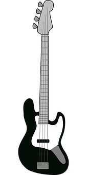 Electric Bass Guitar Vector Illustration PNG