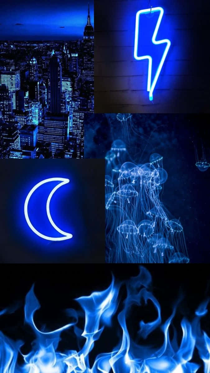 Electric Blue Collage Aesthetic Wallpaper
