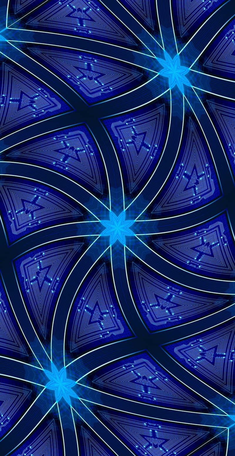 Electric Blue Fractal Symmetry Wallpaper
