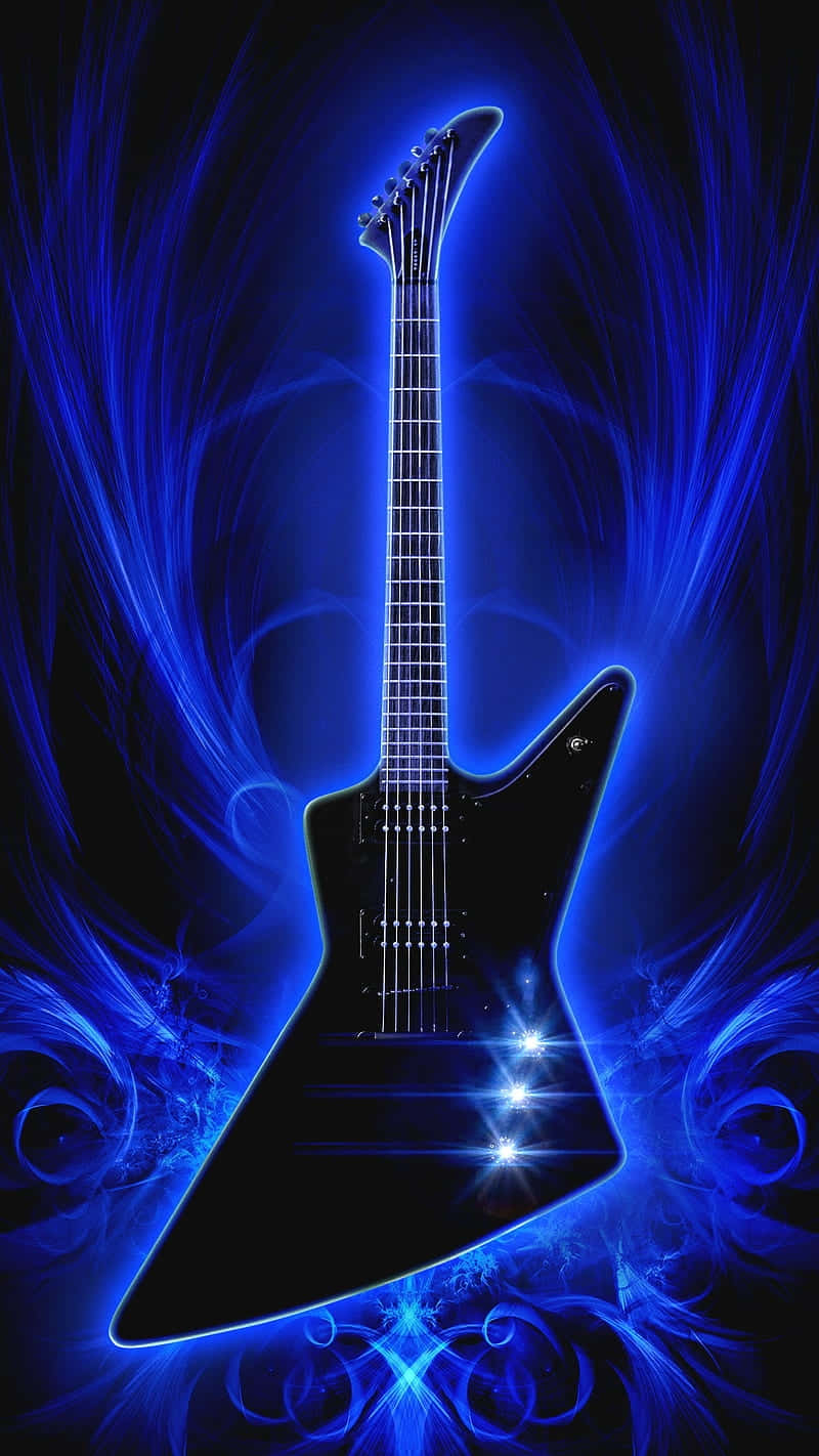 Electric Blue Guitar Aura Wallpaper