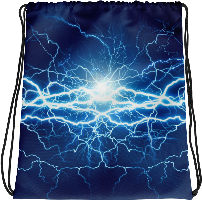 Download Electric Blue Lightning Drawstring Bag | Wallpapers.com