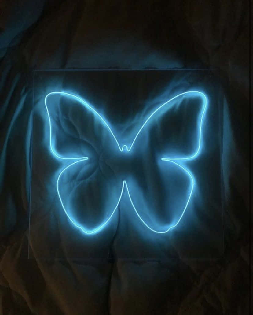 Electric Blue Neon Butterfly Wallpaper