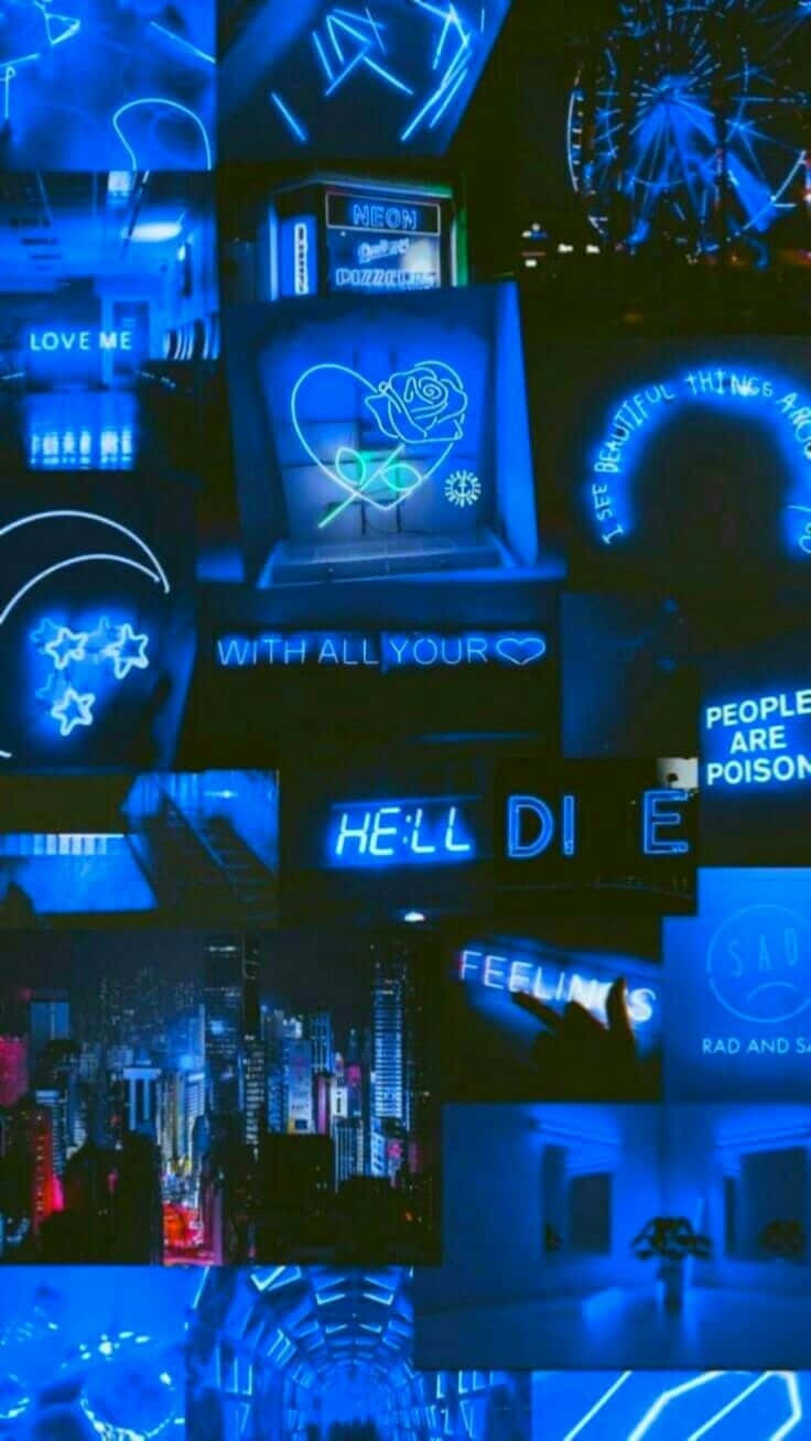 Electric Blue Neon Collage.jpg Wallpaper