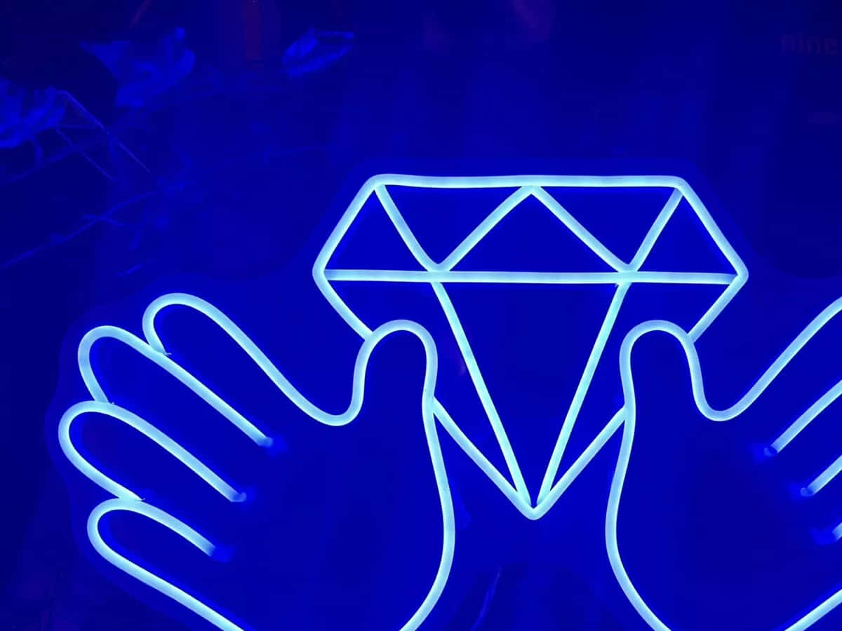 Electric Blue Neon Diamondand Hands Wallpaper