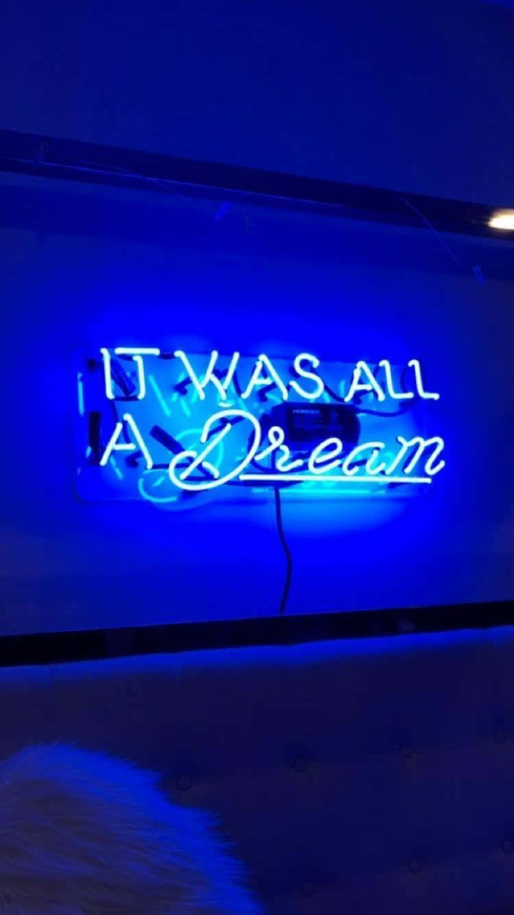 Electric Blue Neon Dream Sign Wallpaper