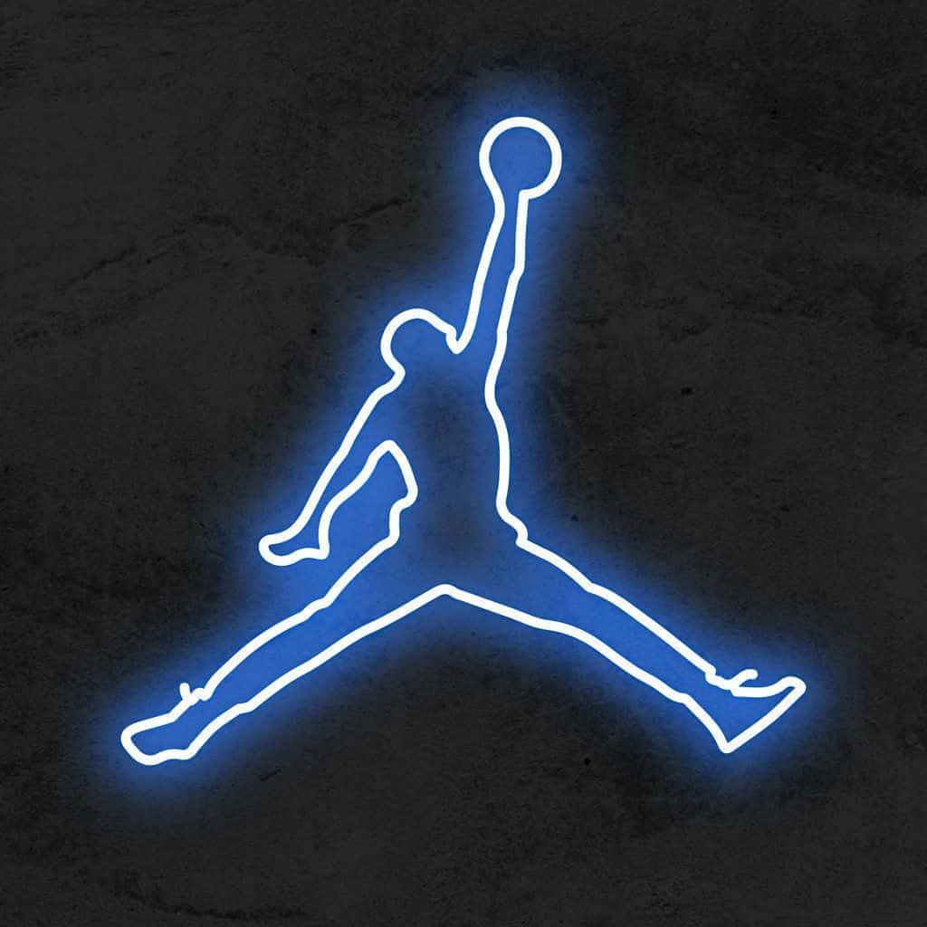 Electric Blue Neon Jumpman Logo Wallpaper