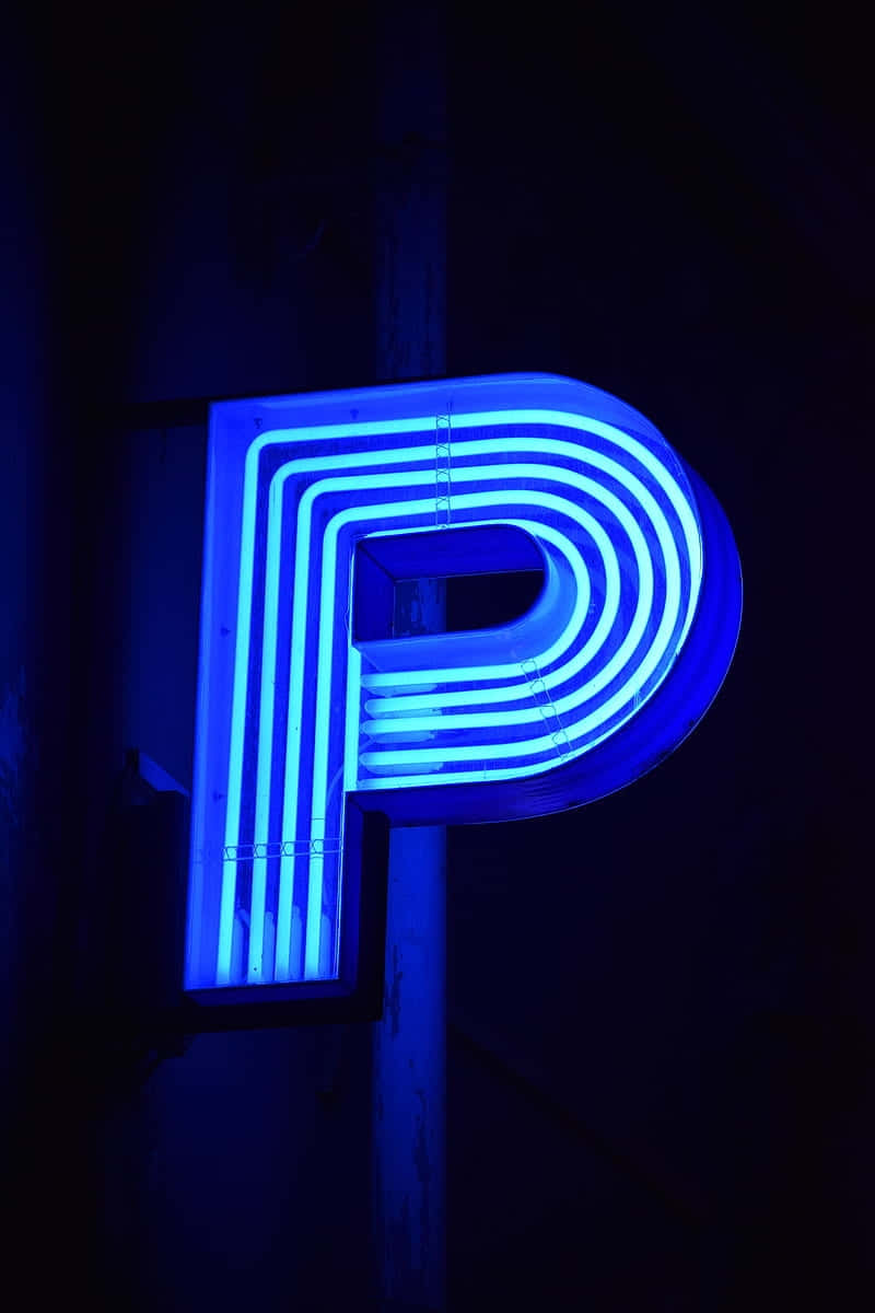 Electric Blue Neon Letter P Wallpaper