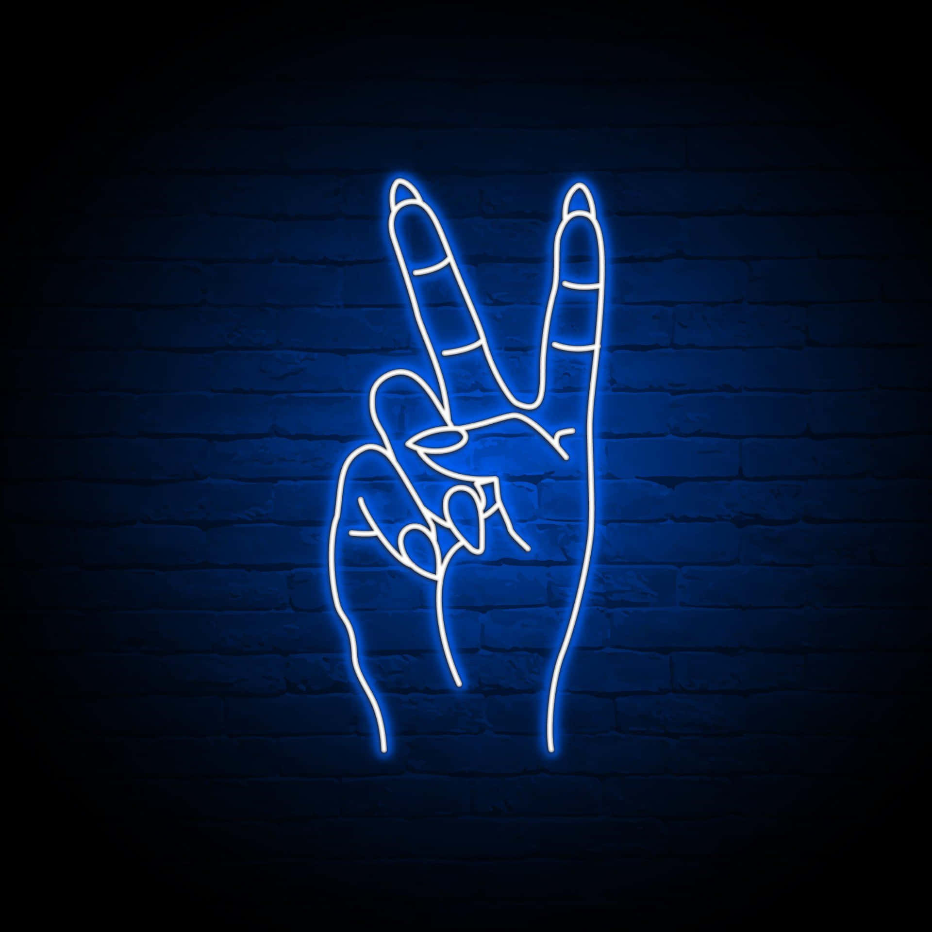 Electric Blue Neon Peace Sign Wallpaper