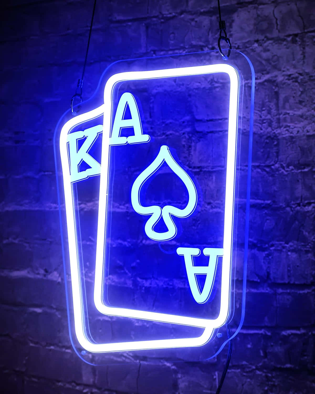 Electric Blue Neon Sign Aceof Spades Wallpaper