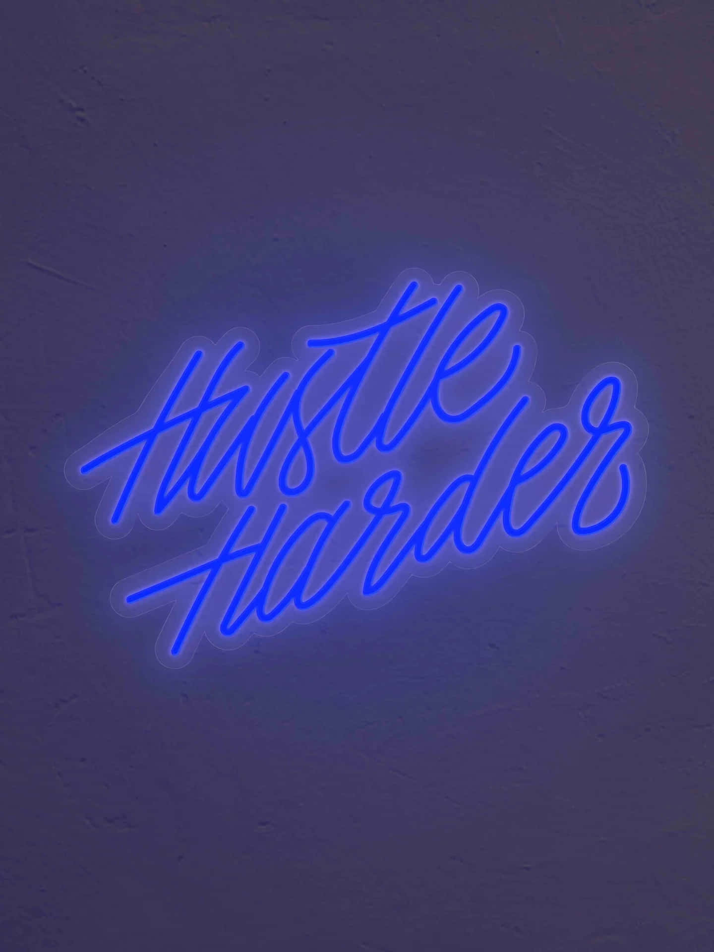 Electric Blue Neon Sign_ Hustle Harder Wallpaper