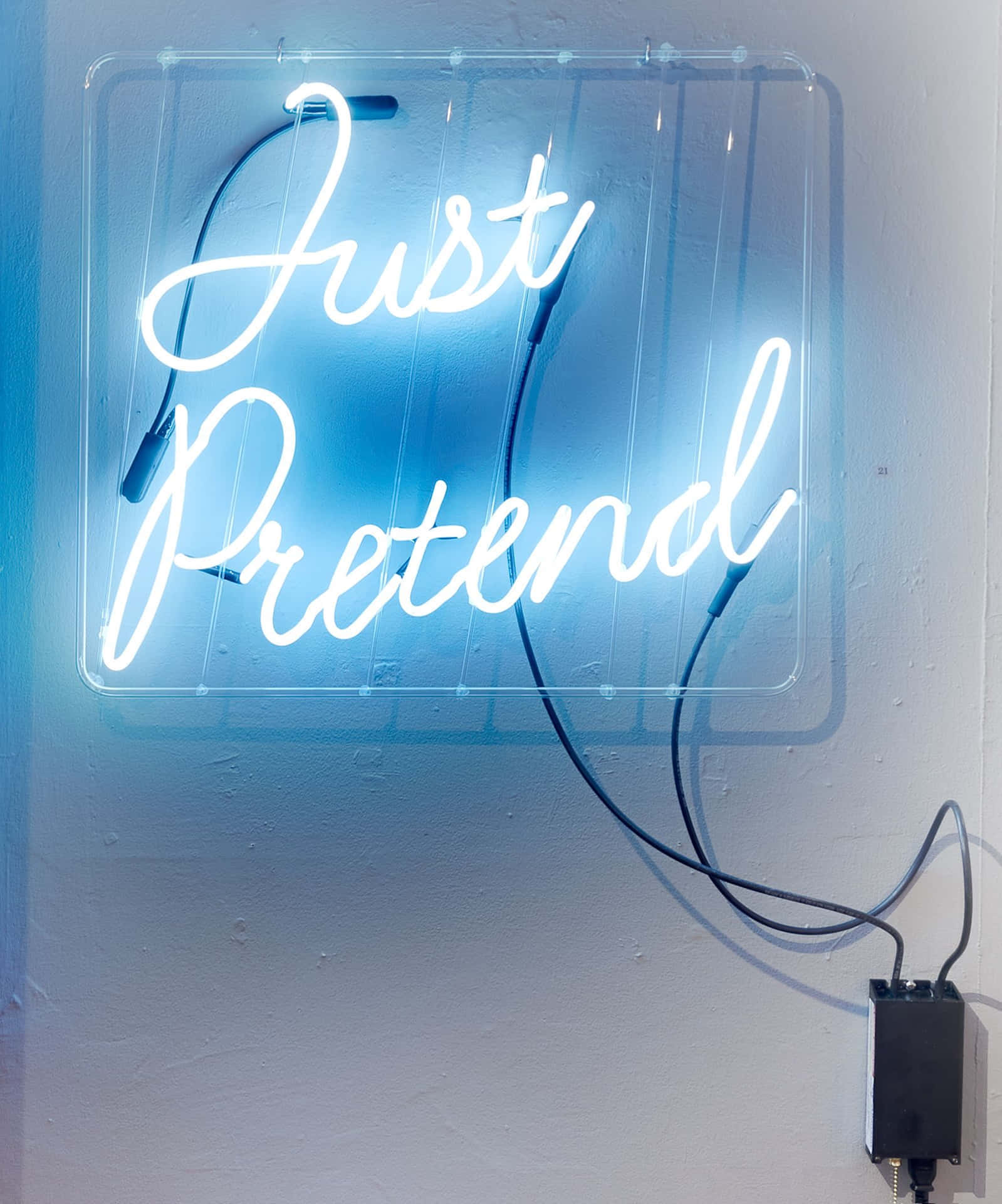 Electric Blue Neon Sign Just Pretend Wallpaper
